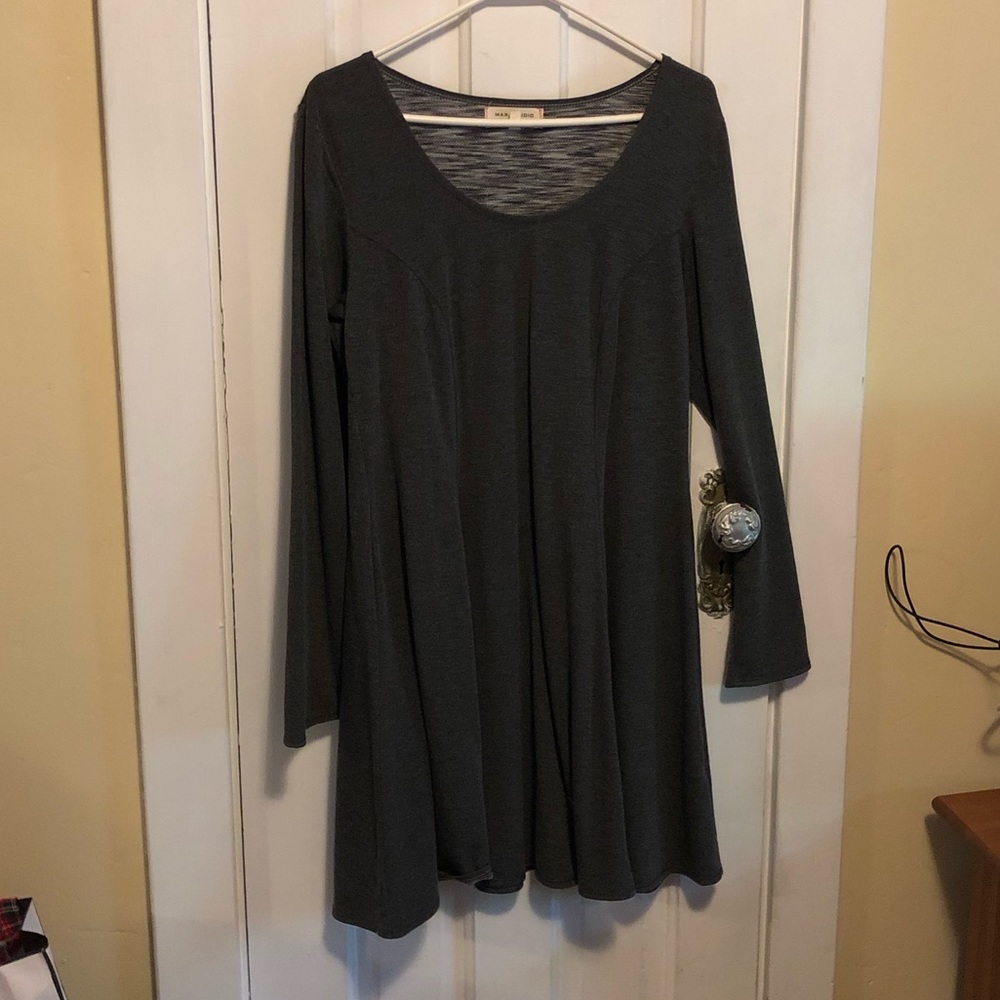 Grey Scoop Neck Dress